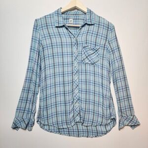 Grap Women's Blue & Gray Plaid Button Up Shirt Medium